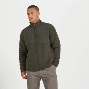 Vuori Morrow Sherpa Jacket Wover Overlay Full Zip Long Sleeve Brown Size Large